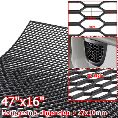 $35.99 • Buy 47X16 Inch Universal Car Front Bumper Honeycomb Hexagon Grille Mesh Grill Cover