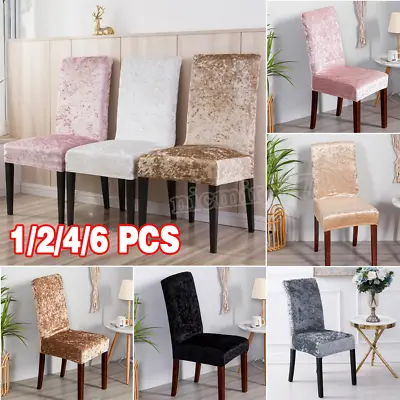 £3.90 • Buy Crushed Velvet Dining Chair Covers Protective Stretchable Slipcover Decor Home