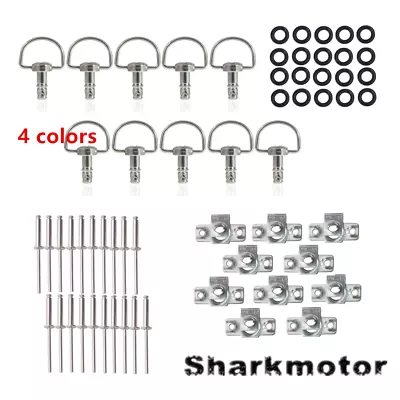 X10 Motorcycle Fairing Fasteners Quick Release D-RING 1/4 Turn Rivet 14mm Bolts • $17.59