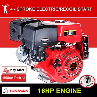 16HP Petrol Engine OHV Stationary Motor Horizontal Shaft Electric Start Recoil • $479.90