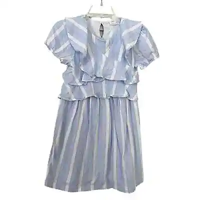$32 • Buy Zara Girls Jersey Striped Ruffled Dress Size 13/14