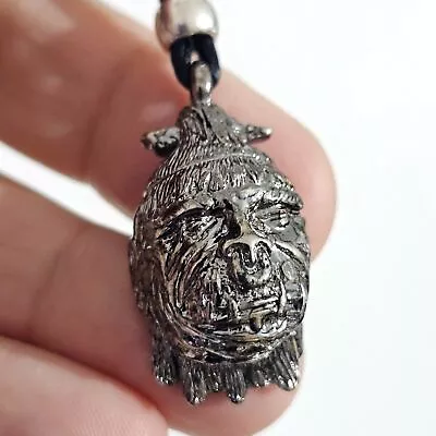 Voodoo Pendant Shrunken Head Pendant Cord Necklace Sarawak Tiki Curio Jewellery • $8.58