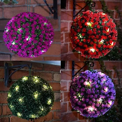 Solar Powered Topiary Ball 20 Led Flower Lights Garden Sphere • £11.99