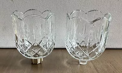 Vintage Pair Homco Clear Glass Peg Votive Cup Candle Holder Scalloped Tulip USA • $12.95