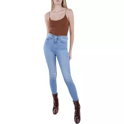 7 For All Mankind Gwenevere Faded High Rise Raw Hem Cropped Skinny Jeans • $18.99