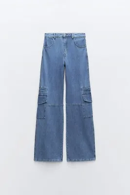 $46.99 • Buy Zara New Woman High Rise Z1975 Straight Leg Cargo Jeans - Size 6