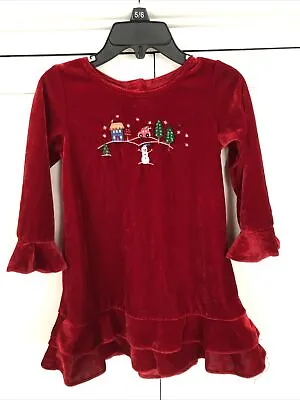 Goodlad Christmas Dress Size 24 M Red Velour Ruffle Appliqué EUC • $9.97