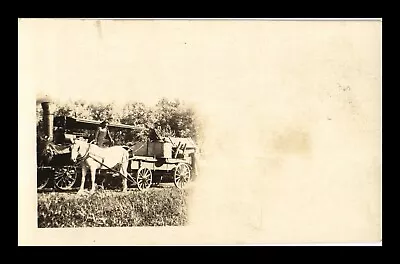 Dr Jim Stamps Us Real Photo Engine Horse Cart And Workers Postcard • $1.25