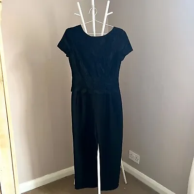 Vintage 90s Liz Claiborne Black Lace Jumpsuit • £10