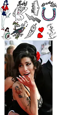£17.99 • Buy Amy Winehouse  Fancy Dress Temporary Tattoo Set  ...A4 Sheet .....Freepost
