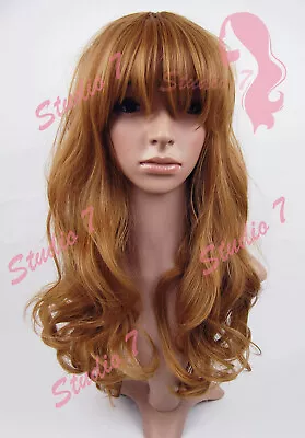 W218 Caramel Blonde Long Curl With Fringe Sythetic Wig - Studio7-uk  • £19.80