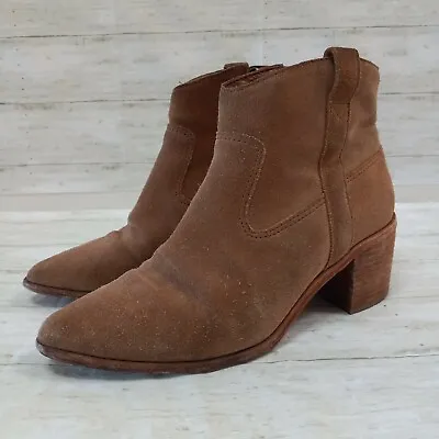 Madewell The Lonnie Zip Ankle Boots Suede Leather Truffle Brown Size 7.5 • $21.97