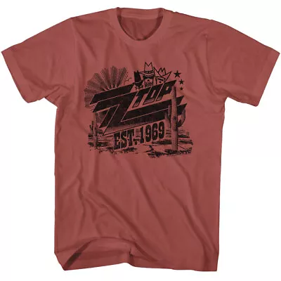 ZZ Top Est 1969 Antenna Sunburst Desert Scene Men's T Shirt Rock Band Merch • $43.02