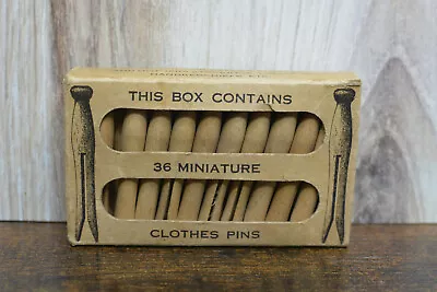 Wooden Clothes Pins Miniature 36 In Original Box Vintage New Old Stock TWA No.44 • $19.95