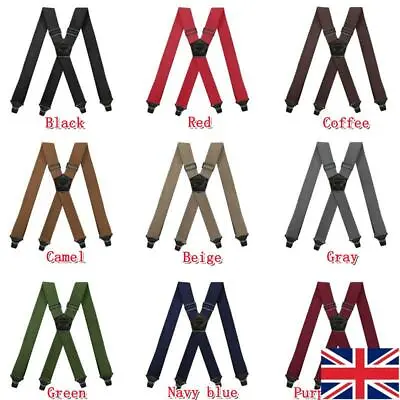 £9.99 • Buy Heavy Duty Work Suspenders For Men Adjustable Elastic Trouser Pants Braces