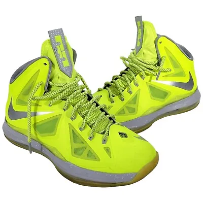 Size 11 Nike LeBron 10 Volt 2013 541100-700 Yellow Basketball Shoes (No Inserts) • $76.42