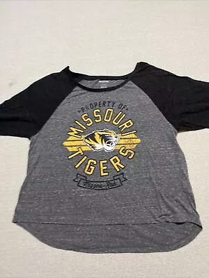 Missouri Tigers 3/4 Sleeve T-Shirt Womens Large(11/13) Gray & Team Colors LogoB5 • $9.99