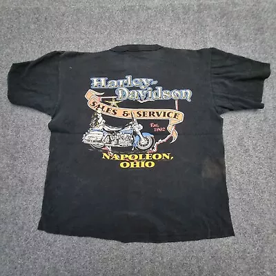 Vintage Harley Davidson Shirt Mens LARGE Black Short Sleeve Napoleon Size L • £30.90