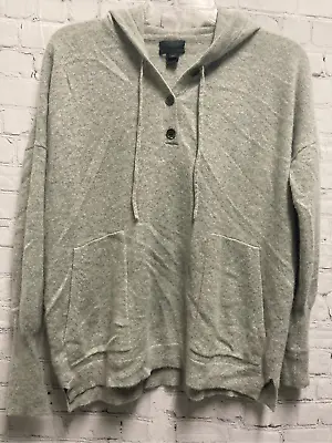 J. Crew Collection 100% Cashmere Pullover Sweater Hoodie Pockets Buttons Gray XS • $87.39