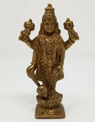 Brass Antique Finish Lord Lord Vishnu 3.75 H 2 W Statue • $12