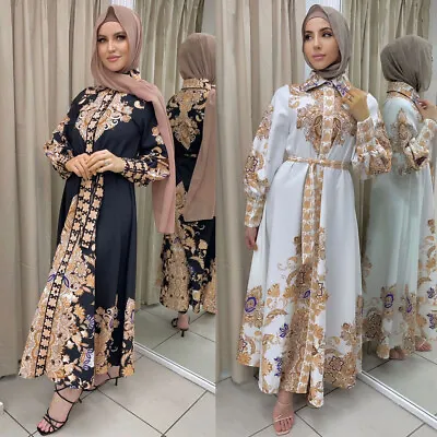 Dubai Women Muslim Long Sleeve Kaftan Abaya Turkey Robes Vintage Caftan Dresses • $71.38
