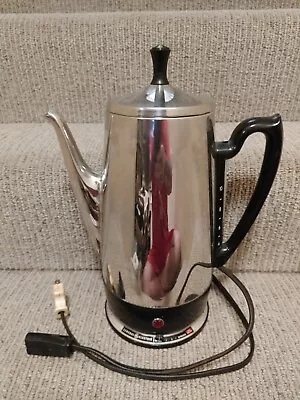 Vintage G.E. Chrome Coffee Percolator 10 Cup Bakelite Tested Complete A1SSP10 • $42.49