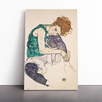Egon Schiele Seated Woman Canvas Wall Art Print Framed Picture Decor Living Room • £29.95