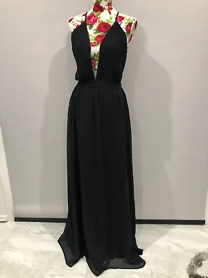 Showpo Black Strappy Plunging Maxi Dress Plus Size 20 • $39