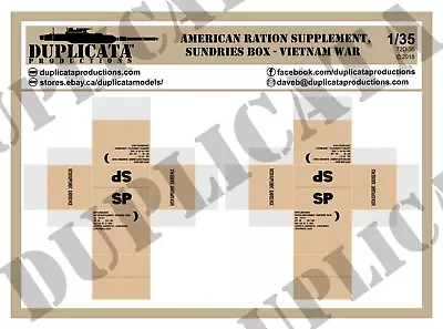 Diorama - 1/35 American Ration Supplement Sundries Box - Vietnam War (3 Sheets) • $8.50