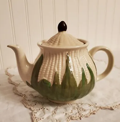 $34 • Buy Shawnee Pottery White Corn King Teapot & Lid. Vintage USA