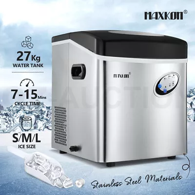 Maxkon Commercial 27KG Ice Maker Machine Fast Freezer Ice Cube Tray Silver • $377.95