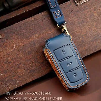 $20.36 • Buy For VW Passat 2018 CC 2017 Retro Genuine Leather Car Key Fob Case Cover Holder