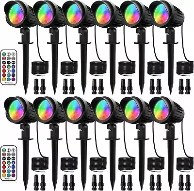 12 Pack 7W RGB Landscape Lights DC/AC 12-24V Low Voltage LED Landscape Lights • $79.99