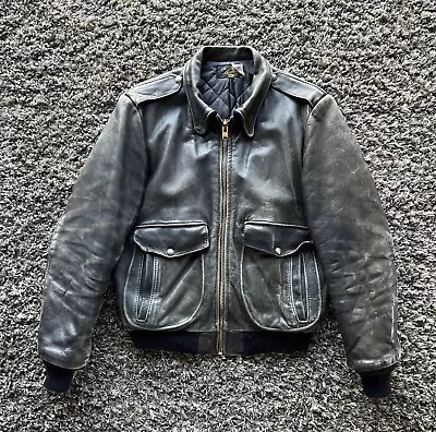 Vintage Vanson Leather Jacket Pilot Flight Bomber Style Talon Zipper Size 38 • $400