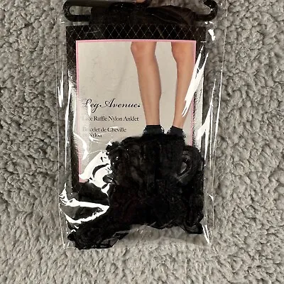 $9.99 • Buy Leg Avenue Anklet Women's One Size Black Nylon Ankle Socks Lace Ruffle