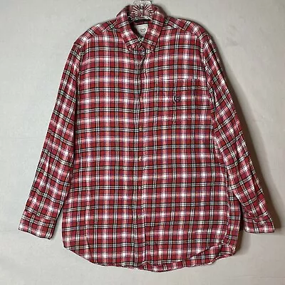 Chaps Mens Flannel Shirt Size LT Red Plaid Long Sleeve Button Down Pocket Logo • $14.40