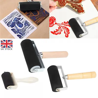 Hard Rubber Roller Printing Ink Lino Brayer Art Craft Tool Printing Roller Uk • £4.55