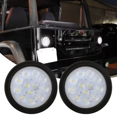 2PCS Clear Lens 4  Round 12 LED White Reverse Tail Light Trailer Truck Grommet • $30.99