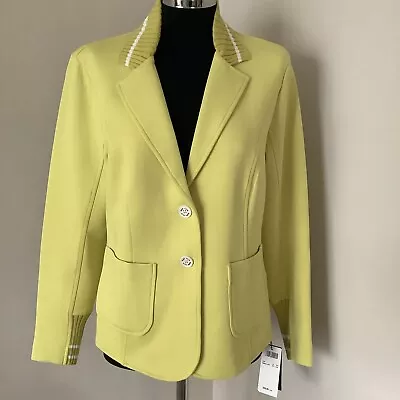Marc Cain Sports Lime Green Cotton Blend Jacket New With Tickets Size N5 Uk 16 • £99