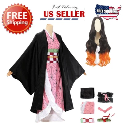 $28.39 • Buy Halloween Demon Slayer Kamado Nezuko Cosplay Costume Dress Accessorie Outfit Set