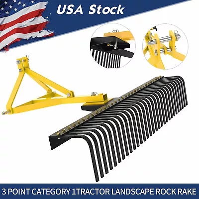 3 Point Landscape Rock Rake Category 1 Tractor Attachment Soil Gravel Lawn • $405.99