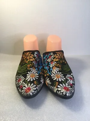Coconut By Matisse Women’s Clog Shoes 9M Black Textile Floral Embroidery Retro • $24.99