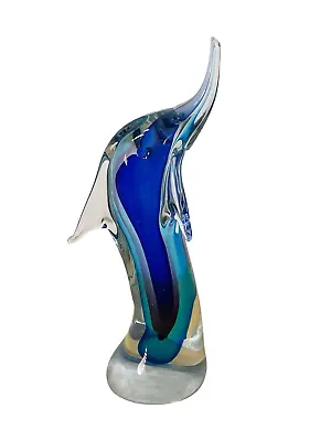 Vtg Arte Murano Style Studio Hand Blown 12'' Tall Glass Dolphin Sculpture • $44.95