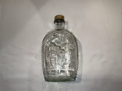 Vintage Log Cabin Syrup Mount Rushmore Clear Glass Bottle With Lid 1976 • $15.99