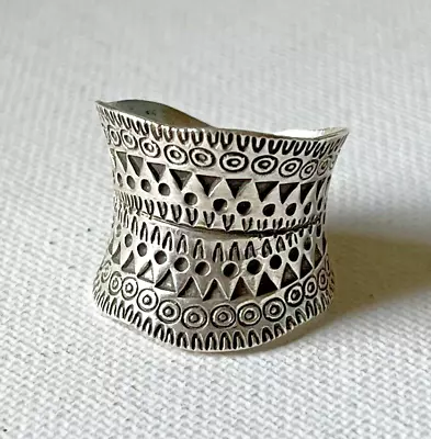 Unusual Handmade Sterling Silver Ring Textured Boho Lagenlook Adjustable Size • £35