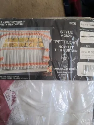 Vintage 80's Curtains Rose Pink Ruffles 2 Tiers (no Valance) Corona Curtain  • $19