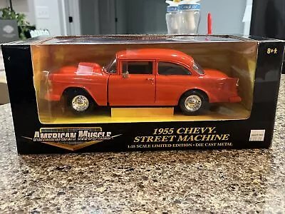 American Muscle 1:18 1955 Chevy Street Machine Diecast! Orange! New In Box!! • $79.95