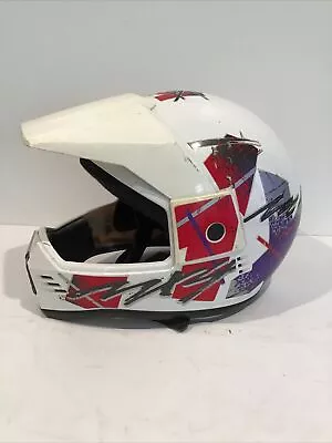 Vintage Lazer MX4 Motocross Helmet Dirt Bike ATV Motorcycle W/Visor Graphics LG • $59.95