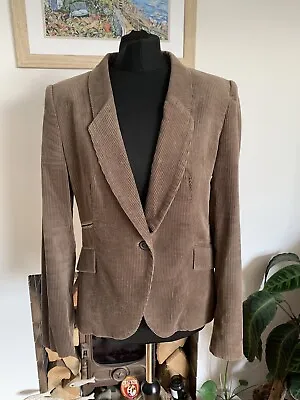 ZARA Brown Corduroy Boyfriend Jacket Blazer - Size Large - Cord • £39.99