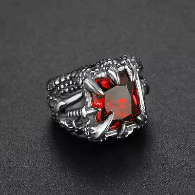 Punk Mens Stainless Steel Biker Crystal Dragon Claw Ring For Men Size 7-15 • $4.39